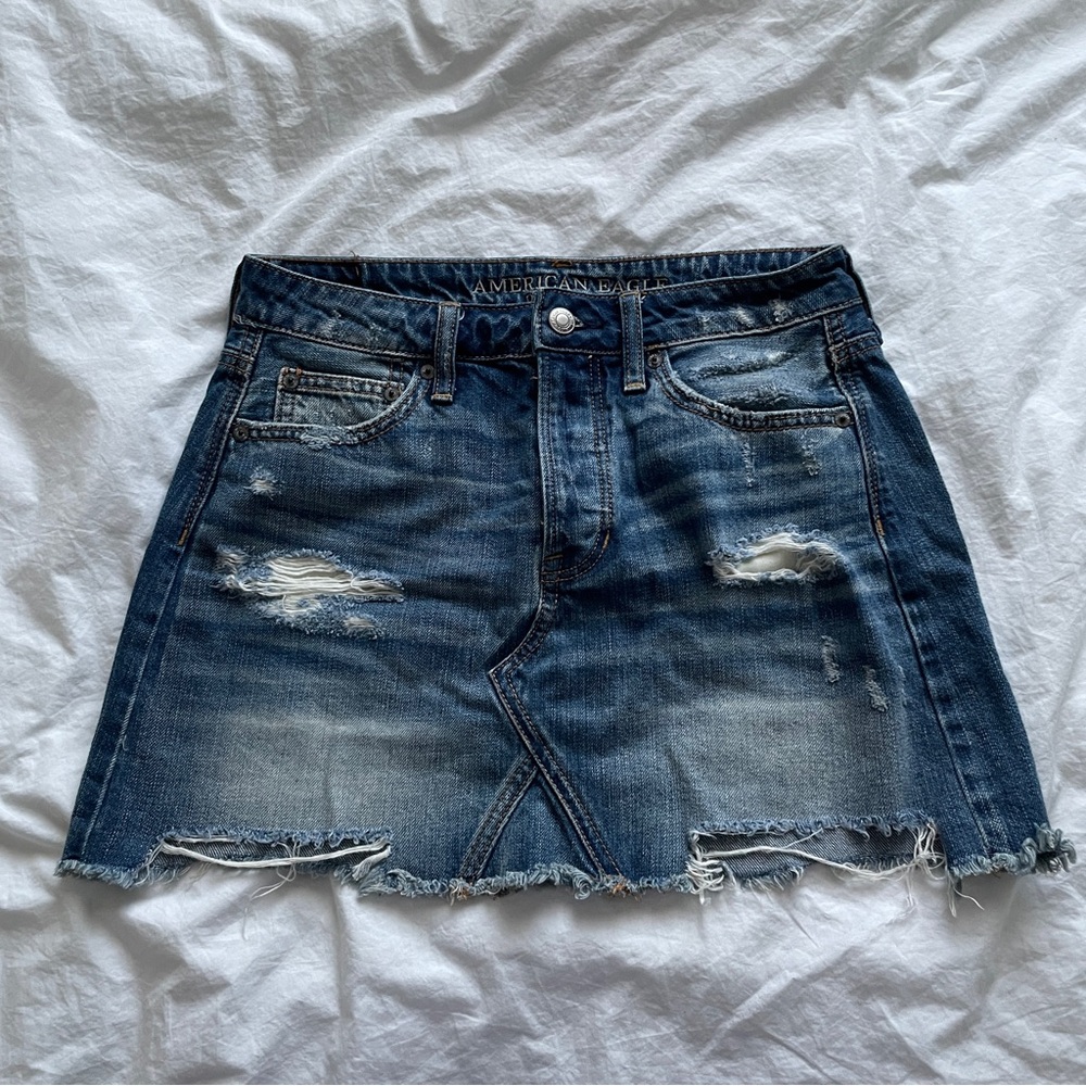 American Eagle Outfitters Distressed Denim Mini Skirt